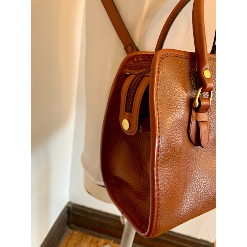 Leather & Co. by Liz Claiborne Brown Leather Crossbody Purse Bag Satchel Round - Picture 10 of 13